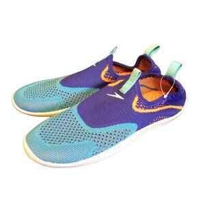 Speedo women's water shoes slip on sz M flats blue aqua orange NWOT